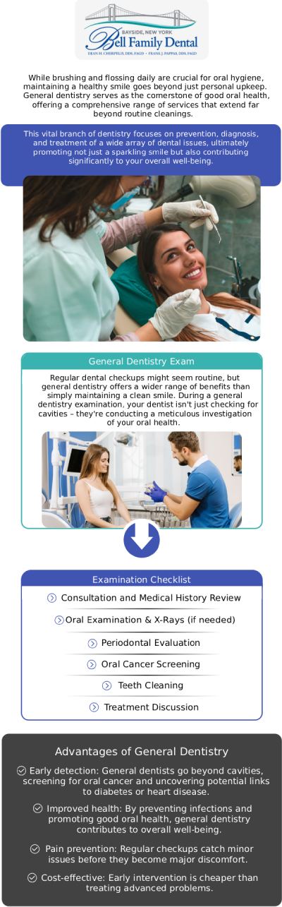 If you are looking for trusted general dentistry in Bayside, NY, Bell Family Dental is dedicated to keeping your smile healthy, beautiful, and fully functional for a lifetime. Dean Cherpelis, DDS, FAGD, Frank Pappas, DDS, FAGD, and Theodore Davantzis, DDS, FAGD offer a full spectrum of preventive and restorative dental care tailored to patients of all ages—from routine cleanings and comprehensive exams to high-quality fillings, custom crowns, and essential periodontal maintenance. For more information, contact us or request an appointment online. We are conveniently located at 33-03 Bell Blvd, Bayside, NY 11361.
